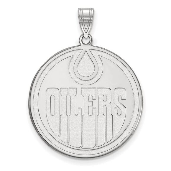 Sterling Silver NHL Edmonton Oilers XL Disc Pendant